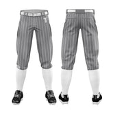 Custom Dark Grey White Side-Stripe Stretch Practice Knickers Baseball Pants